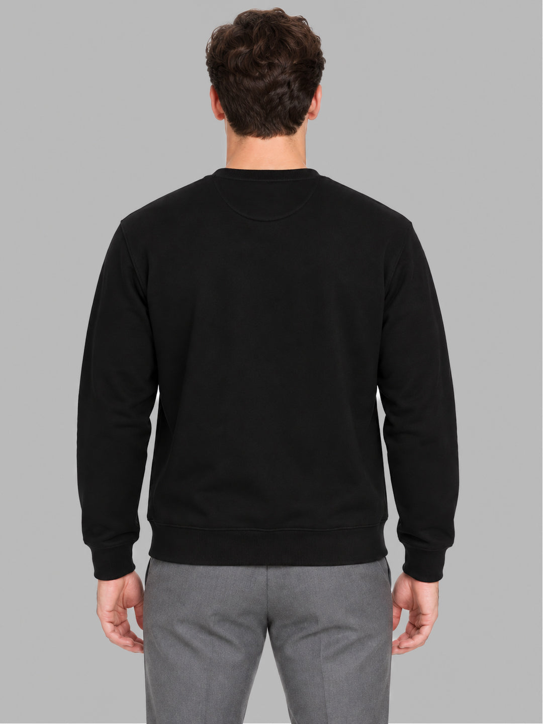 Men Black Printed Round Neck Full Sleeve Sweatshirt