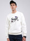 Men Off White Printed Round Neck Full Sleeve Sweatshirt -Super Soft & Extra Warm (Bonded Fabric)