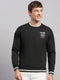 Men Black Printed Round Neck Full Sleeve Sweatshirt