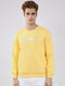 Men Yellow Solid Round Neck Full Sleeve Sweatshirt