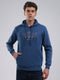 Men Teal Blue Solid Hooded Full Sleeve Sweatshirt