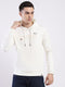 Men Off White Printed Hooded Full Sleeve Sweatshirt