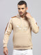 Men Beige Solid Hooded Full Sleeve Sweatshirt