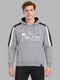 Men Grey Solid Hooded Full Sleeve Sweatshirt