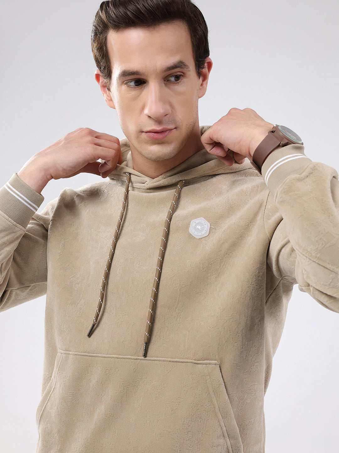 Men Beige Super Soft Hooded Sweatshirt - Extra Warm