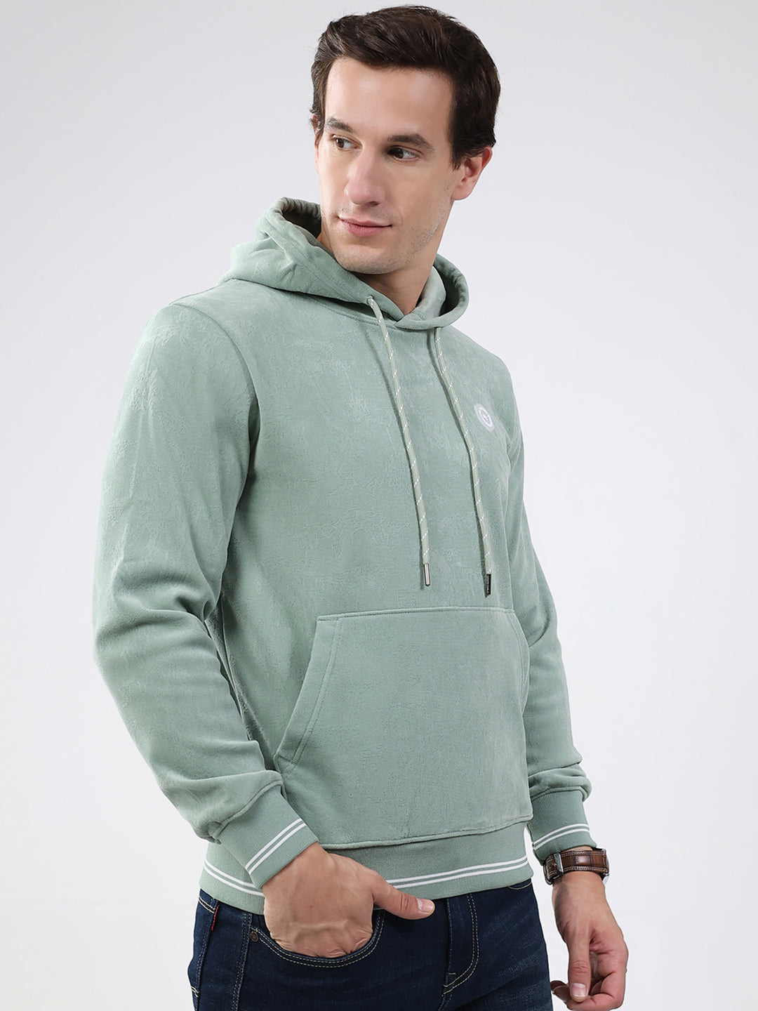 Men Green Super Soft Hooded Sweatshirt - Extra Warm