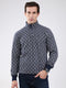 Men Navy Blue Solid Band Neck Full Sleeve Sweatshirt