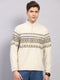 Men Beige Solid Collar Full Sleeve Sweatshirt