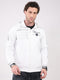 Men White Printed Hooded Full Sleeve Sweatshirt