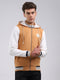 Men Tan Embroidered Hooded Full Sleeve Sweatshirt