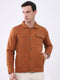 Men Rust Solid Collar Full Sleeve Sweatshirt