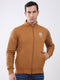Men Brown Solid Mock Neck Full Sleeve Sweatshirt