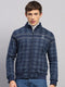 Men Navy Blue Printed Collar Full Sleeve Sweatshirt