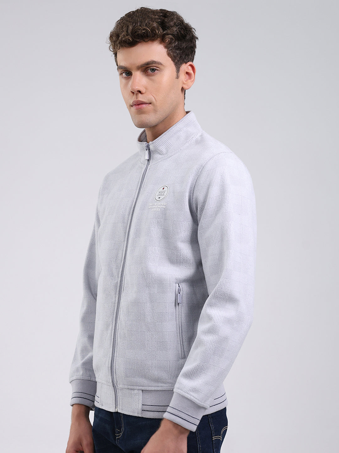 Men Sky Blue Ultra Warm Collar Sweatshirt - Anti-Pilling Fabric