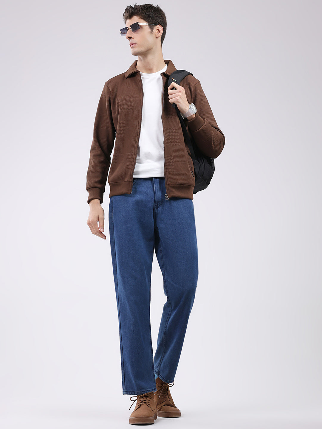 Men Brown Ultra-Warm Self-Design Sweatshirt (Anti-Pilling Fabric)