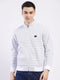Men Off White Self Design Mock Neck Full Sleeve Sweatshirt