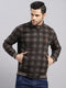 Men Brown Self Design Ultra Warm Collar Sweatshirt - Anti-Pilling Fabric