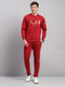Men Maroon Self Design Collar Full Sleeve Winter Tracksuit
