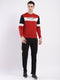 Men Maroon & Black Solid Round Neck Full Sleeve Winter Tracksuit