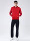 Men Red & Navy Blue Solid Hooded Full Sleeve Winter Tracksuit