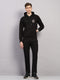 Men Black Solid Collar Full Sleeve Winter Tracksuit