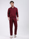 Men Maroon Solid Collar Full Sleeve Winter Tracksuit