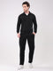 Men Black Solid Collar Full Sleeve Winter Tracksuit