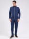 Men Blue Solid Mock Neck Full Sleeve Winter Tracksuit