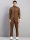 Men Brown Solid Collar Full Sleeve Winter Tracksuit