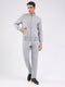 Men Grey Solid Mock Neck Full Sleeve Winter Tracksuit