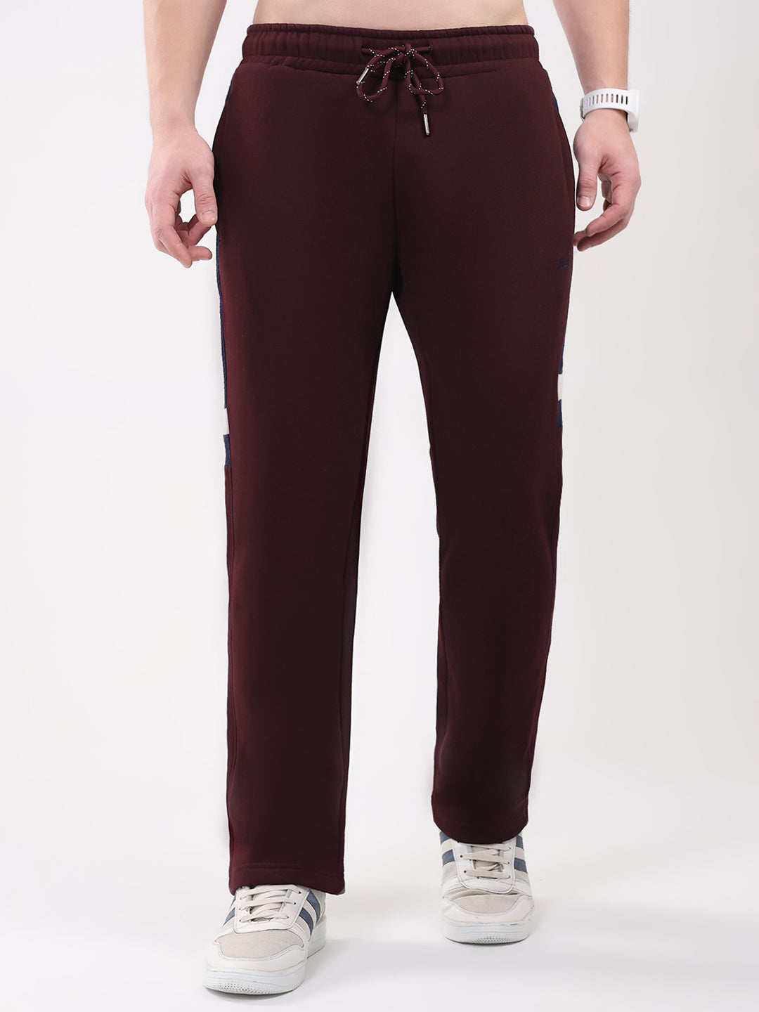 Men Maroon Solid Collar Full Sleeve Winter Tracksuit