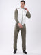 Men Green Solid Mock Neck Full Sleeve Winter Tracksuit