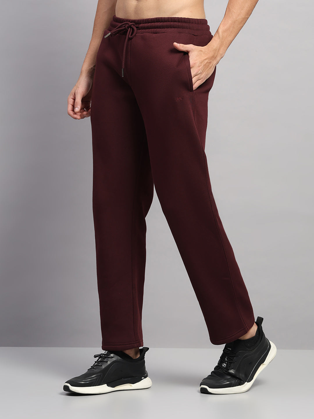 Men Maroon Solid Collar Full Sleeve Winter Tracksuit