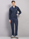 Men Navy Blue Solid Collar Full Sleeve Winter Tracksuit