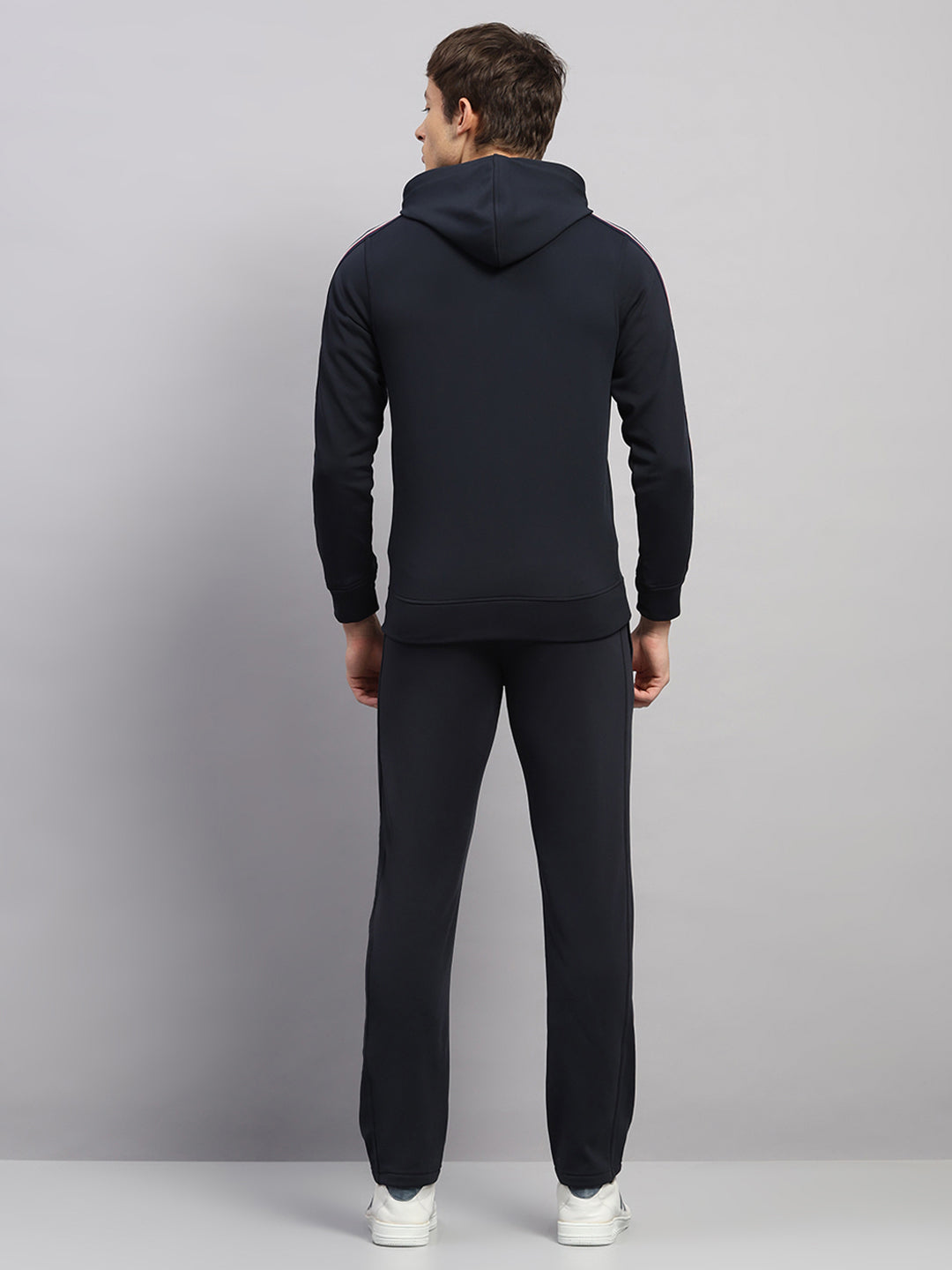 Men Navy Blue Solid Collar Full Sleeve Winter Tracksuit