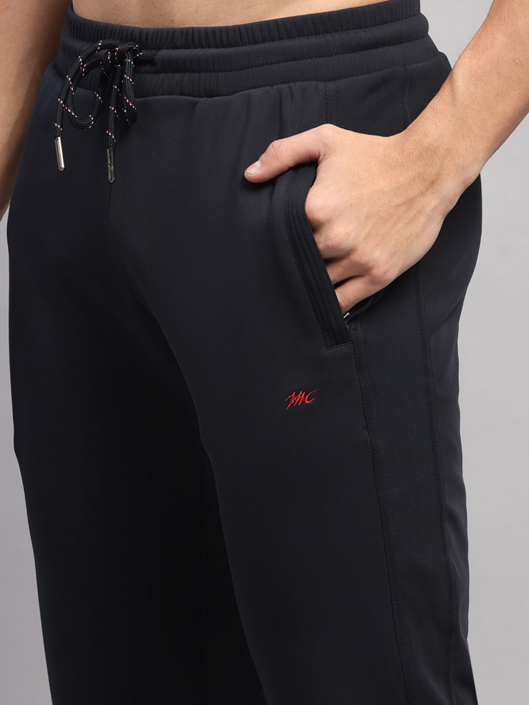 Men Navy Blue Solid Collar Full Sleeve Winter Tracksuit