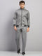 Men Grey Solid Collar Full Sleeve Winter Tracksuit