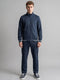 Men Blue Solid Collar Full Sleeve Winter Tracksuit