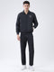 Men Black Solid Collar Full Sleeve Winter Tracksuit