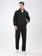 Men Black Solid Mock Neck Full Sleeve Winter Tracksuit