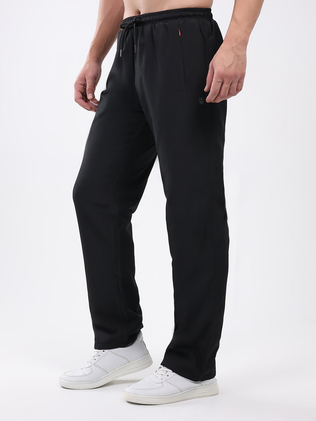 Men Black Solid Mock Neck Full Sleeve Winter Tracksuit