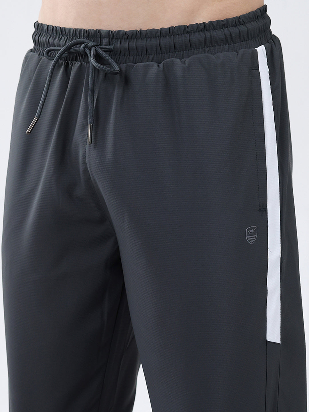 Men Charcoal Solid Mock Neck Full Sleeve Winter Tracksuit