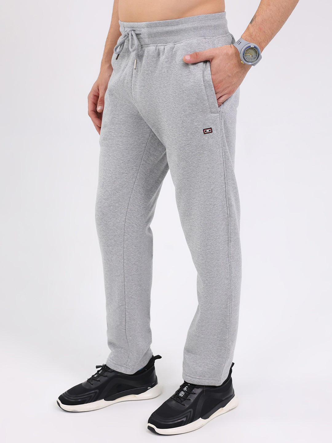 Men Grey Solid Regular Fit Winter Lower
