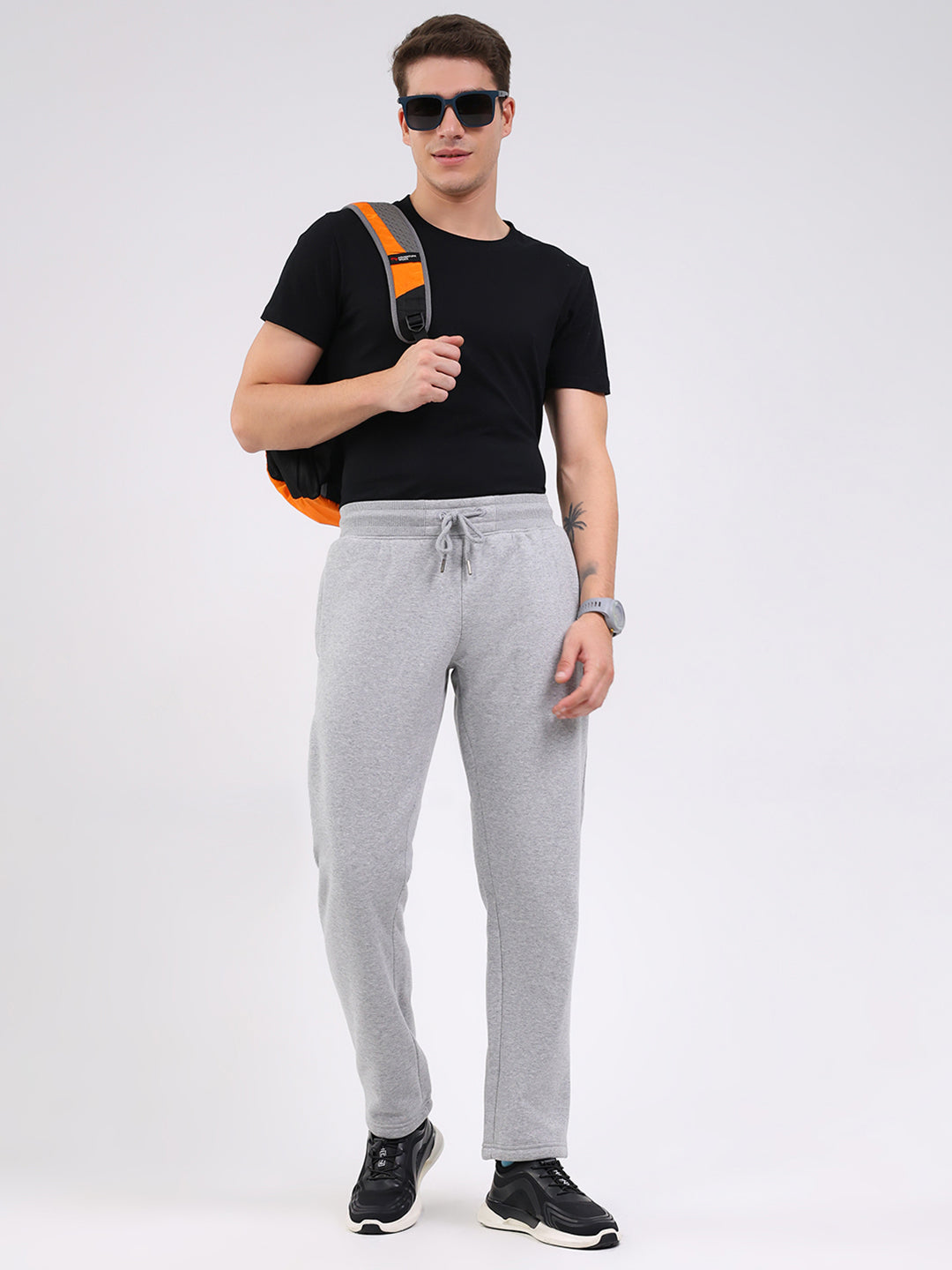 Men Grey Solid Regular Fit Winter Lower