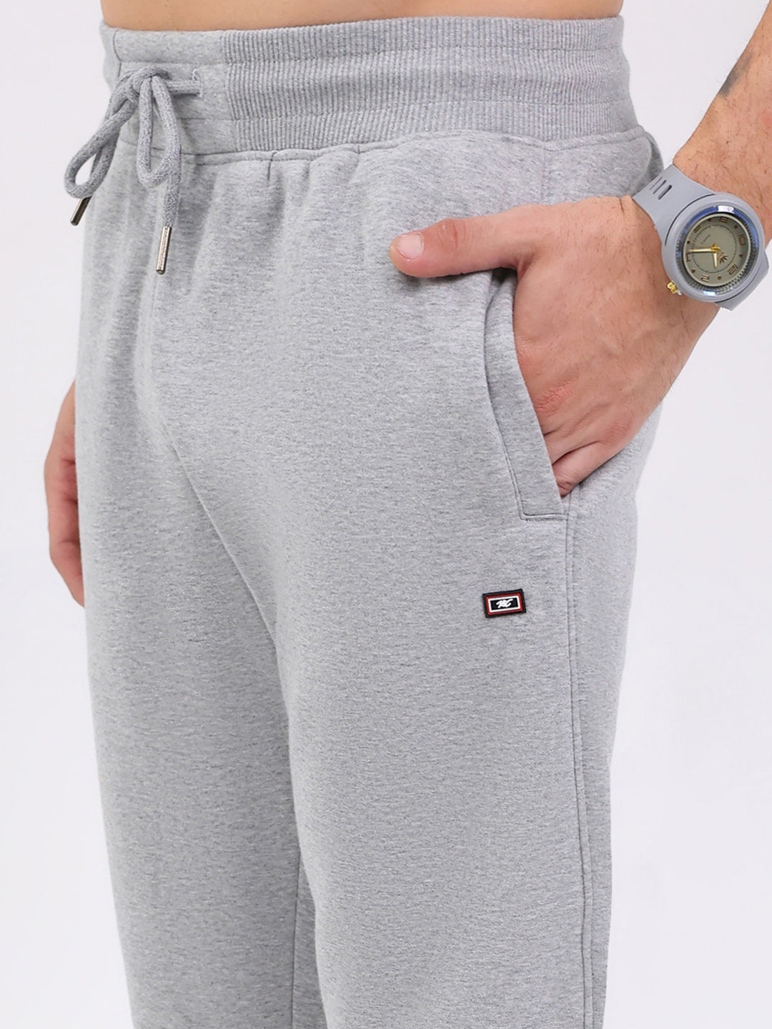 Men Grey Solid Regular Fit Winter Lower