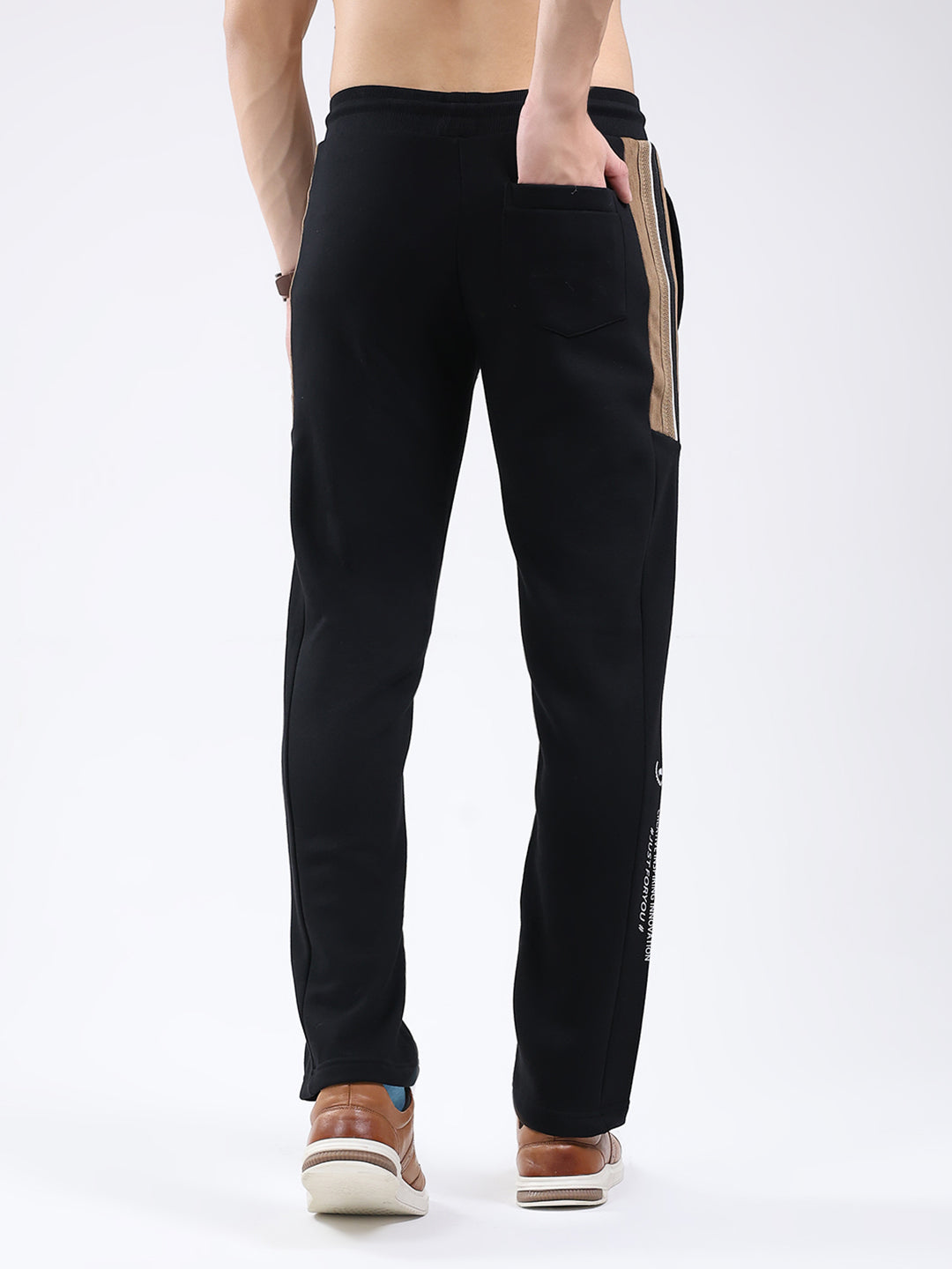 Men Black Solid Regular Fit Winter Lower