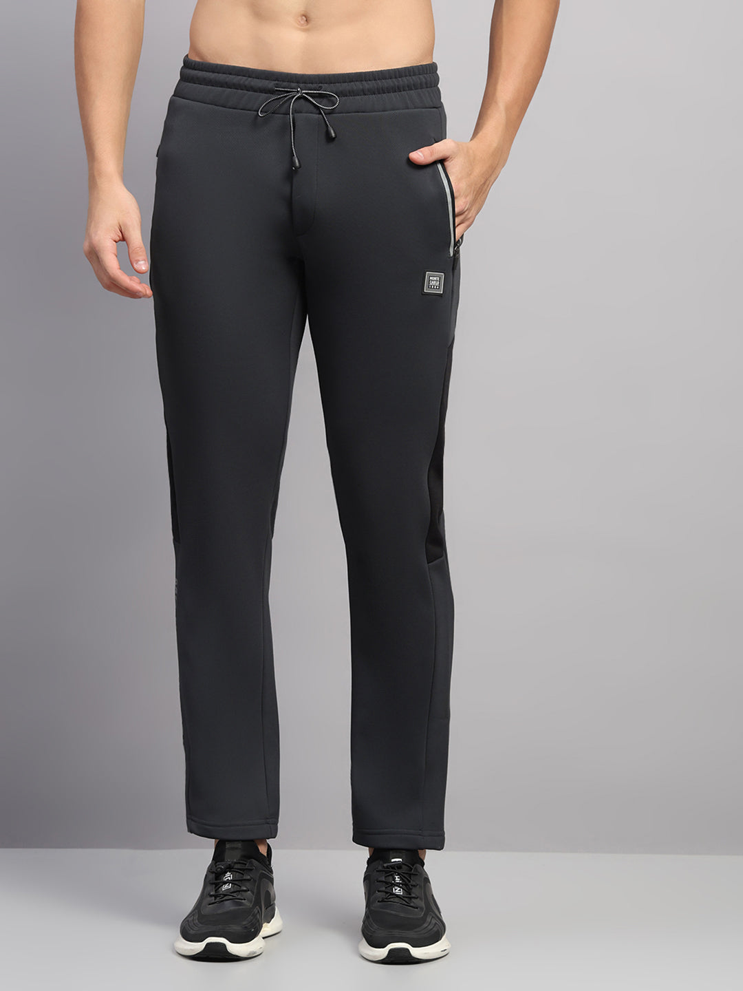 Men Charcoal Solid Regular Fit Winter Lower