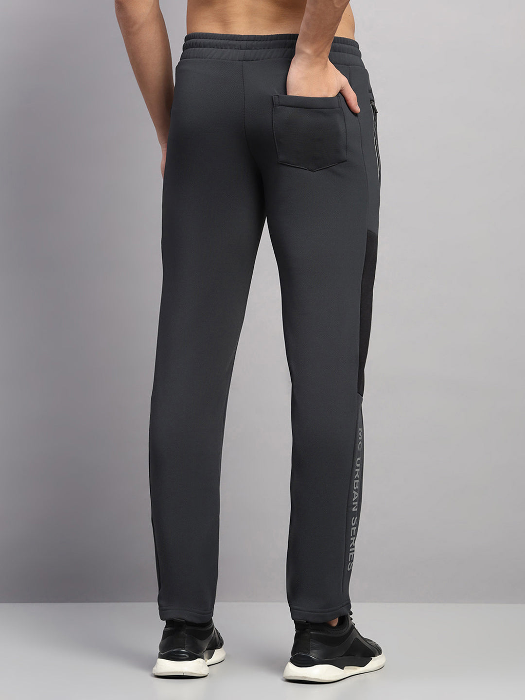 Men Charcoal Solid Regular Fit Winter Lower