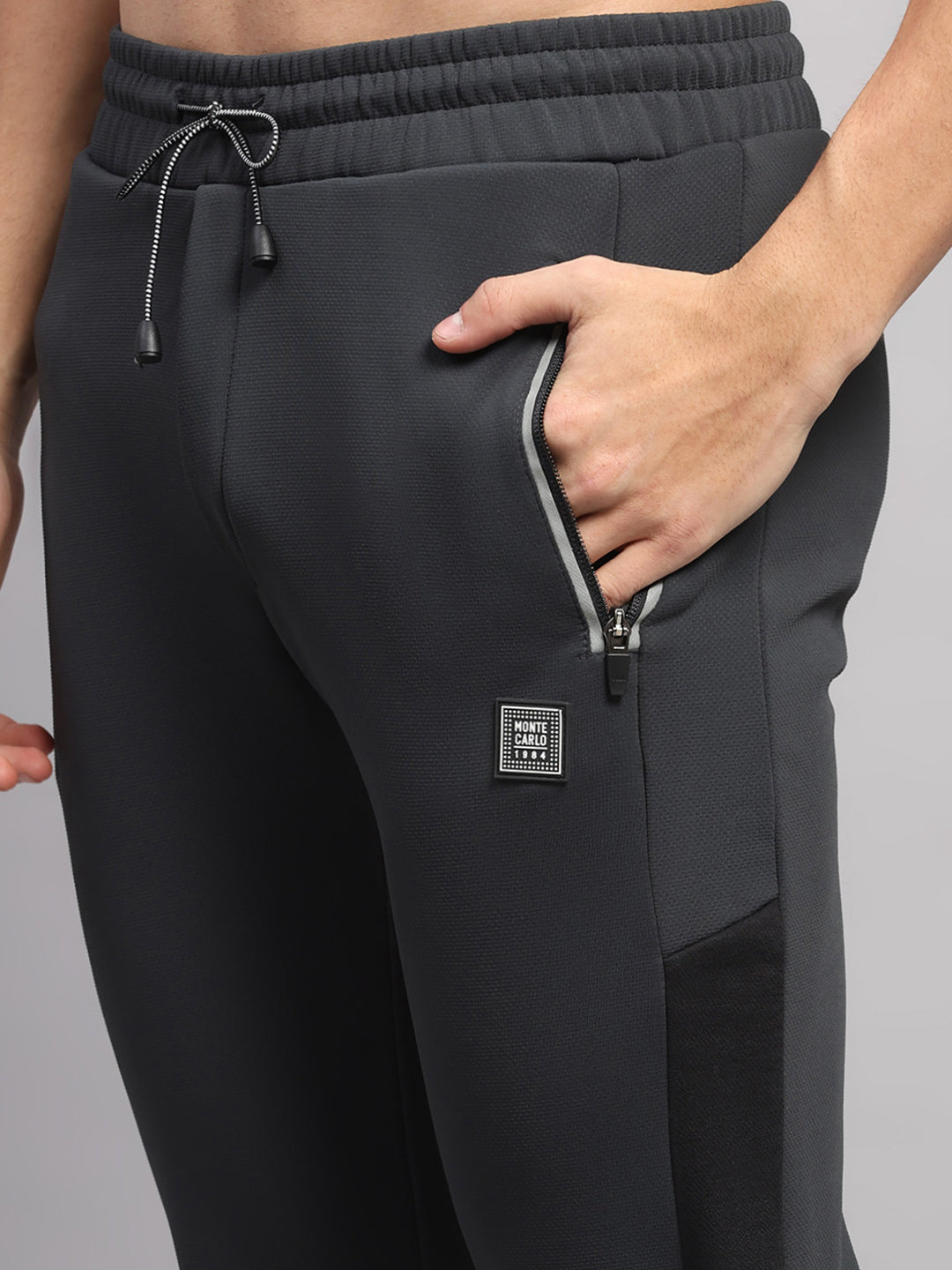 Men Charcoal Solid Regular Fit Winter Lower