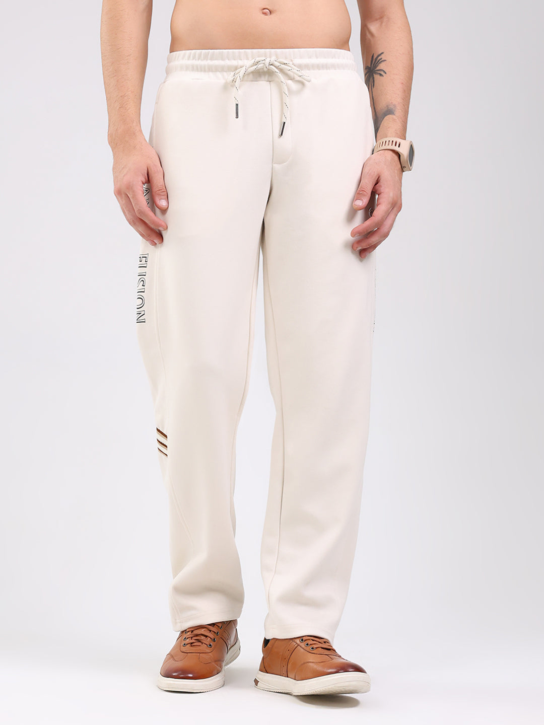 Men Beige Solid Regular Fit Winter Lower